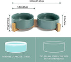 Cat Litter Box - Dog Bowl - Ceramic Food Bowl Set for Cat and Dog - With Wooden Base, Modern and Cute Design, Weighted and Non-Slip - Suitable for food and water - Suitable for cats, small dogs, and puppies (Capacity: 390 ml / Diameter: 13 cm)